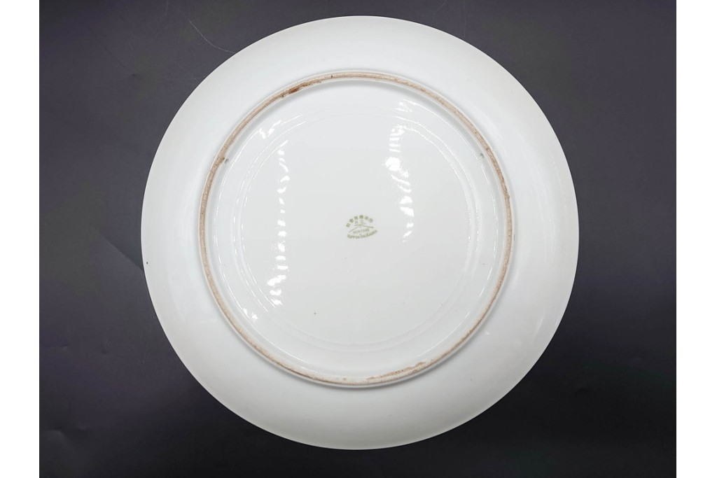 オールドノリタケ(NORITAKE)　ヤジロベー印　モールド　緻密に描かれたフレンチブルドッグの飾皿　(R-089209)