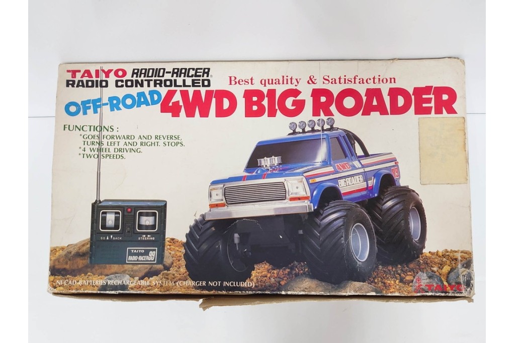 タイヨー(TAIYO)　4WD BIG ROADER(ビッグローダー)　レトロな青いピックアップトラックのラジコン　プロポ(コントローラー)・外箱付き　(R-089214)