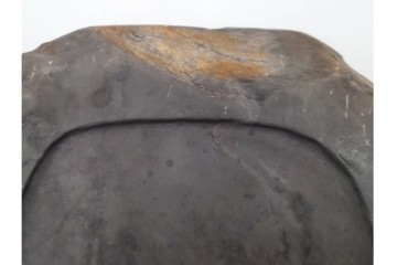 中国　唐物　楼閣松竹文が風雅な瑞渓硯　唐木蓋付き　(R-089220)