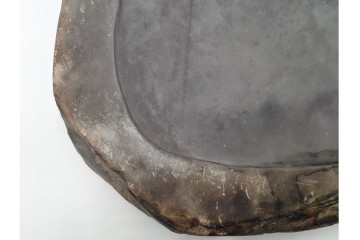 中国　唐物　楼閣松竹文が風雅な瑞渓硯　唐木蓋付き　(R-089220)