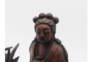 中国・唐物　古玩　古銅　麒麟に乗る人物香炉　(R-089227)