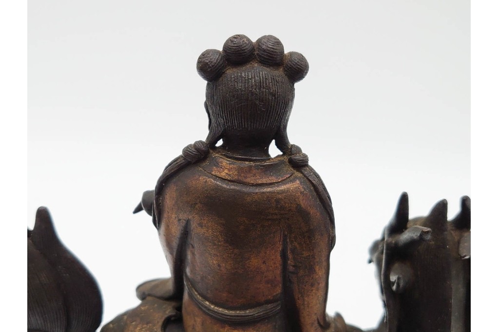 中国・唐物　古玩　古銅　麒麟に乗る人物香炉　(R-089227)