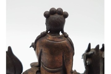 中国・唐物　古玩　古銅　麒麟に乗る人物香炉　(R-089227)