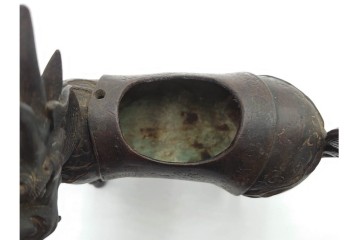 中国・唐物　古玩　古銅　麒麟に乗る人物香炉　(R-089227)