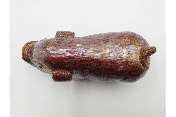 韓国　吉正本螺鈿工芸院　華やかな豚の置物2点セット　(R-089230)