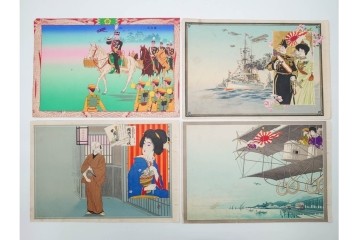 戦前　見本　石版画　美人画など色鮮やかな引札26枚セット　(R-089232)