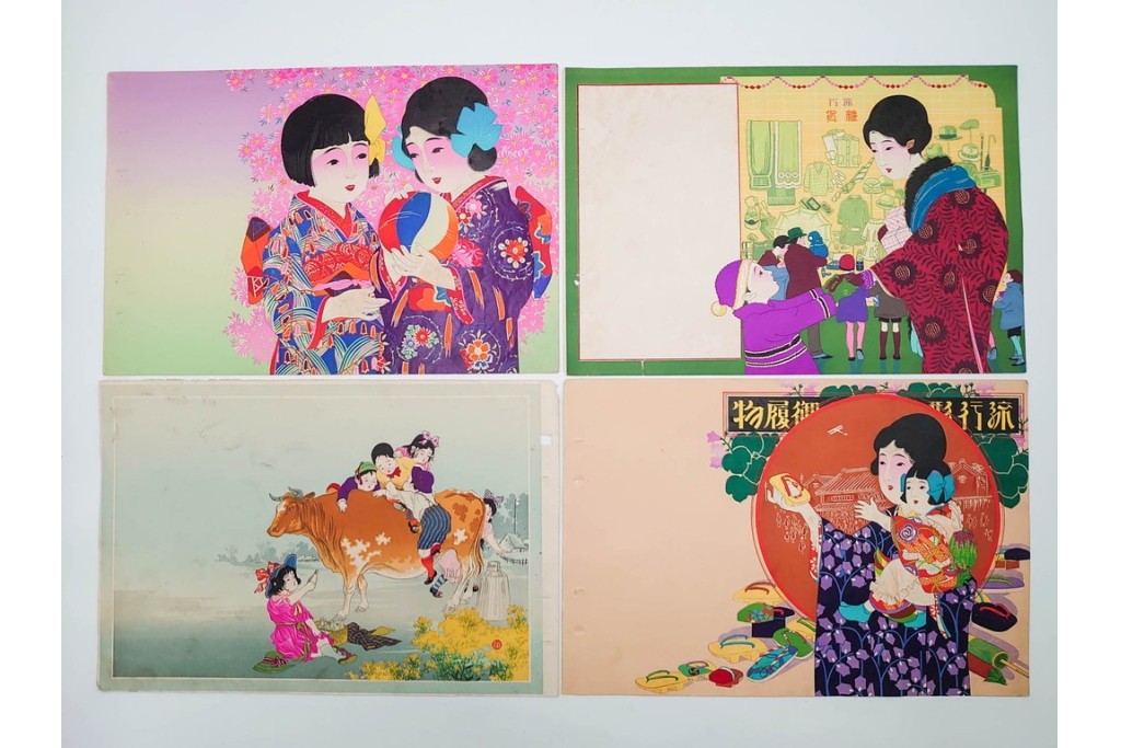 戦前　見本　石版画　美人画など色鮮やかな引札26枚セット　(R-089233)