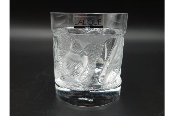 フランス　LALIQUE(ラリック)　ユロット　ふくろうモチーフが目を引くタンブラー2客セット　(R-089236)