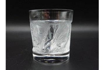 フランス　LALIQUE(ラリック)　ユロット　ふくろうモチーフが目を引くタンブラー2客セット　(R-089236)