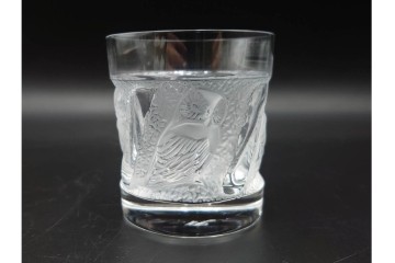 フランス　LALIQUE(ラリック)　ユロット　ふくろうモチーフが目を引くタンブラー2客セット　(R-089236)