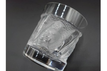 フランス　LALIQUE(ラリック)　ユロット　ふくろうモチーフが目を引くタンブラー2客セット　(R-089236)