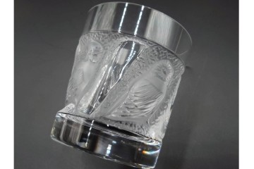 フランス　LALIQUE(ラリック)　ユロット　ふくろうモチーフが目を引くタンブラー2客セット　(R-089236)