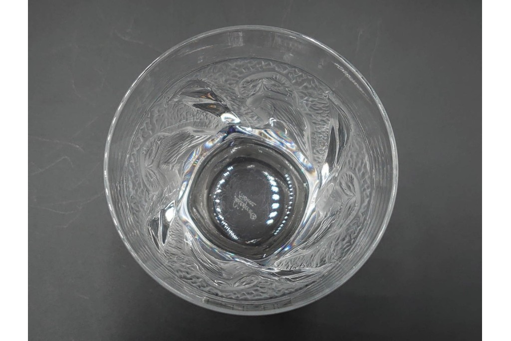 フランス　LALIQUE(ラリック)　ユロット　ふくろうモチーフが目を引くタンブラー2客セット　(R-089236)