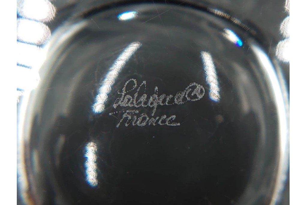 フランス　LALIQUE(ラリック)　ユロット　ふくろうモチーフが目を引くタンブラー2客セット　(R-089236)