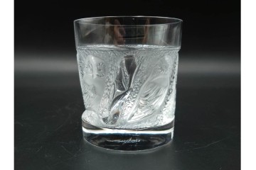 フランス　LALIQUE(ラリック)　ユロット　ふくろうモチーフが目を引くタンブラー2客セット　(R-089236)