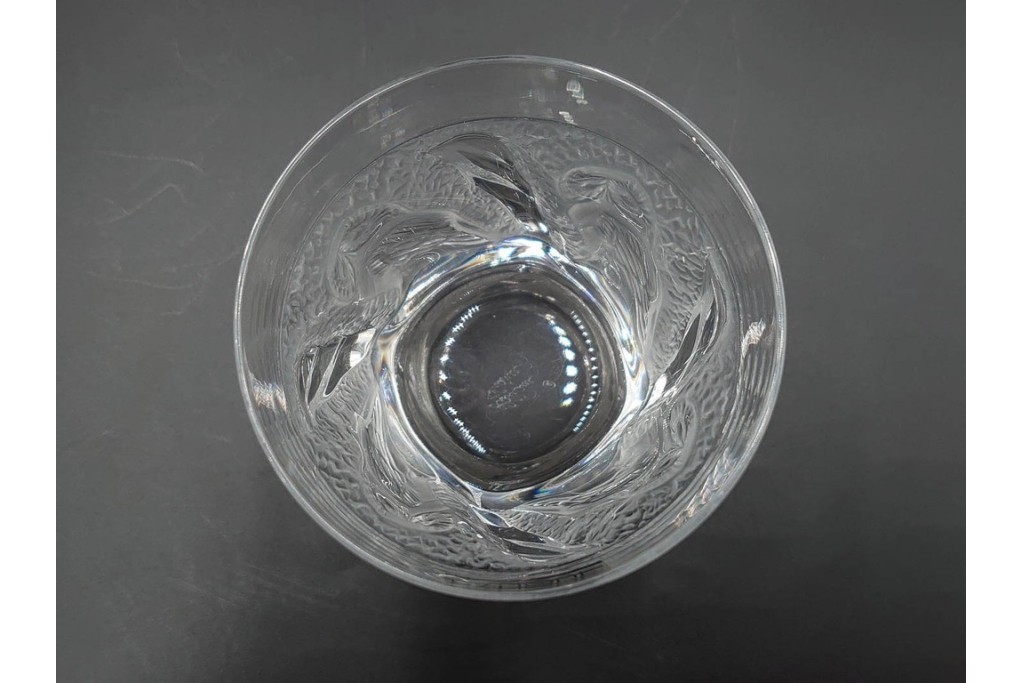 フランス　LALIQUE(ラリック)　ユロット　ふくろうモチーフが目を引くタンブラー2客セット　(R-089236)