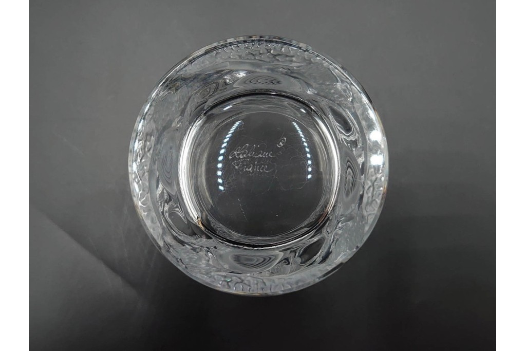 フランス　LALIQUE(ラリック)　ユロット　ふくろうモチーフが目を引くタンブラー2客セット　(R-089236)