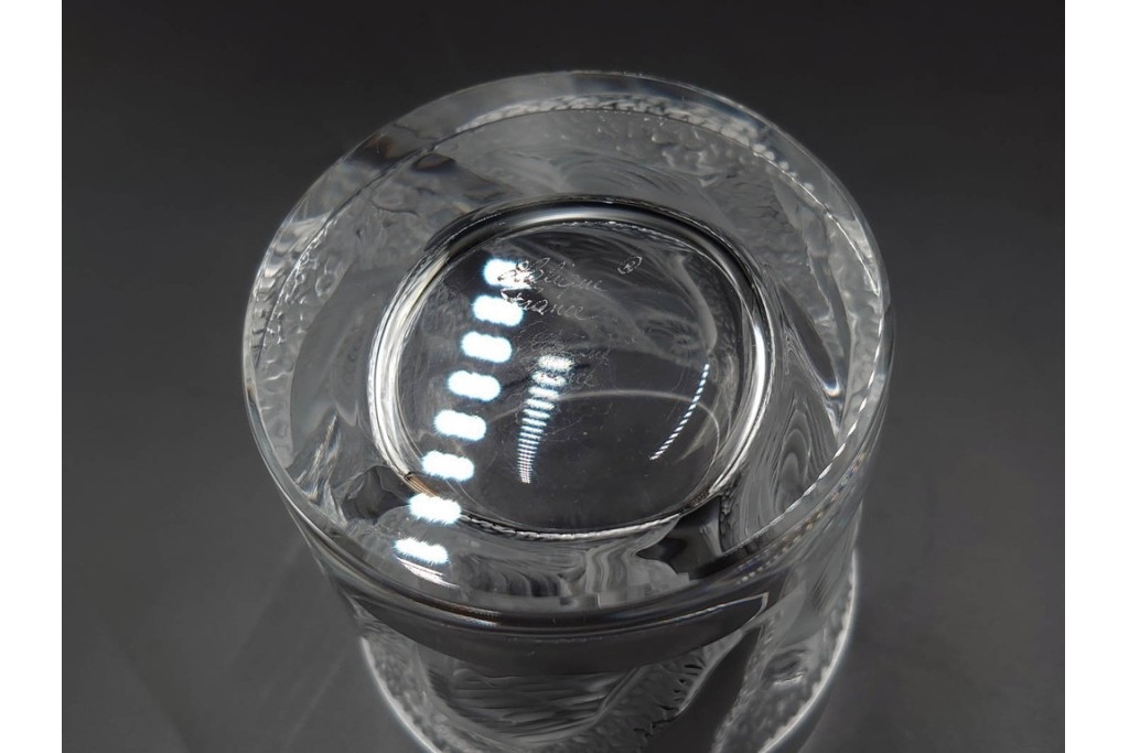 フランス　LALIQUE(ラリック)　ユロット　ふくろうモチーフが目を引くタンブラー2客セット　(R-089236)