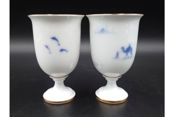 大倉陶園(OKURA/OAC)　シルクロード　イスタンブールの風景を描いたカップ&ソーサー・プレート・酒杯2点セット　(R-089239)
