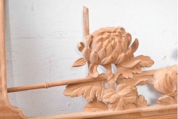 ヴィンテージ建具　昭和後期　井波彫刻　名工 横山一夢作　花鳥図を優美に表現した欄間2枚セット　(R-089241)