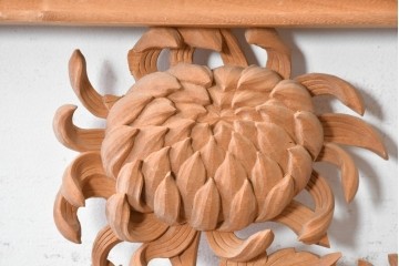 ヴィンテージ建具　昭和後期　井波彫刻　名工 横山一夢作　花鳥図を優美に表現した欄間2枚セット　(R-089241)