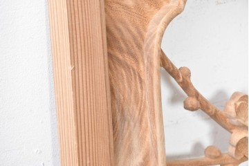 ヴィンテージ建具　昭和後期　井波彫刻　名工 横山一夢作　梅に雀が遊ぶ欄間2枚セット　(R-089242)