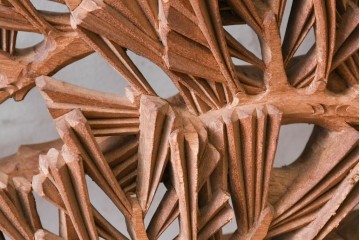 ヴィンテージ建具　昭和後期　井波彫刻　清峰作　枝ぶり豊かな松図の欄間2枚セット　(R-089243)