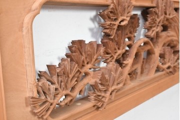 ヴィンテージ建具　昭和後期　井波彫刻　清峰作　枝ぶり豊かな松図の欄間2枚セット　(R-089243)