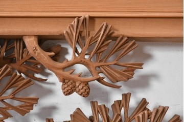 ヴィンテージ建具　昭和後期　井波彫刻　清峰作　枝ぶり豊かな松図の欄間2枚セット　(R-089243)