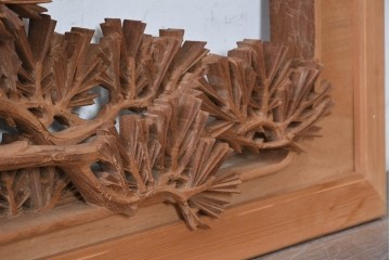 ヴィンテージ建具　昭和後期　井波彫刻　清峰作　枝ぶり豊かな松図の欄間2枚セット　(R-089243)
