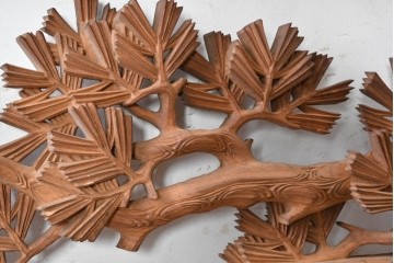 ヴィンテージ建具　昭和後期　井波彫刻　成彬作　縁起の良い松竹梅図の欄間2枚セット　(R-089245)