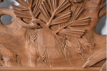 ヴィンテージ建具　昭和後期　井波彫刻　成彬作　縁起の良い松竹梅図の欄間2枚セット　(R-089245)