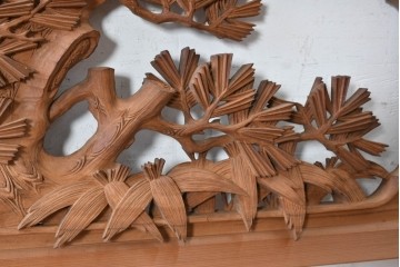 ヴィンテージ建具　昭和後期　井波彫刻　成彬作　縁起の良い松竹梅図の欄間2枚セット　(R-089245)