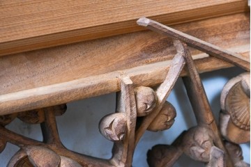 ヴィンテージ建具　昭和後期　井波彫刻　成彬作　縁起の良い松竹梅図の欄間2枚セット　(R-089245)