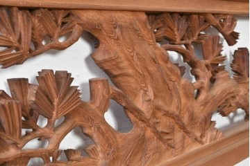 ヴィンテージ建具　昭和後期　井波彫刻　成彬作　縁起の良い松竹梅図の欄間2枚セット　(R-089245)