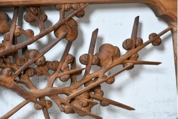 ヴィンテージ建具　昭和後期　井波彫刻　成彬作　縁起の良い松竹梅図の欄間2枚セット　(R-089245)