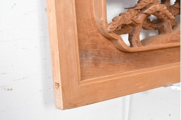 ヴィンテージ建具　昭和後期　井波彫刻　名工 横山一夢作　近江八景図を精緻に彫り上げた欄間2枚セット　(R-089246)