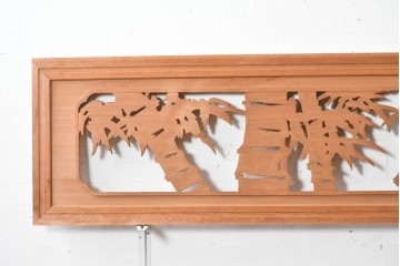 ヴィンテージ建具　昭和後期　竹の透かし彫りが涼やかな欄間2枚セット　(R-089247)