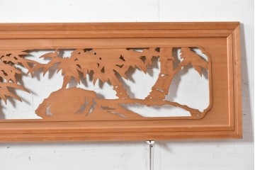 ヴィンテージ建具　昭和後期　竹の透かし彫りが涼やかな欄間2枚セット　(R-089247)