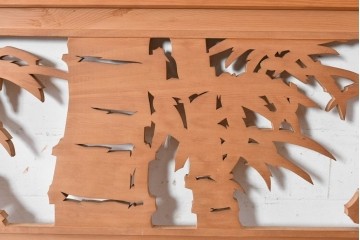 ヴィンテージ建具　昭和後期　竹の透かし彫りが涼やかな欄間2枚セット　(R-089247)