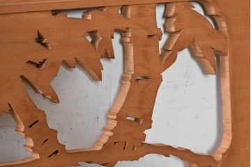 ヴィンテージ建具　昭和後期　竹の透かし彫りが涼やかな欄間2枚セット　(R-089247)