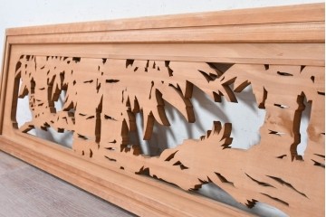 ヴィンテージ建具　昭和後期　竹の透かし彫りが涼やかな欄間2枚セット　(R-089247)