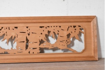 ヴィンテージ建具　昭和後期　竹の透かし彫りが涼やかな欄間2枚セット　(R-089247)