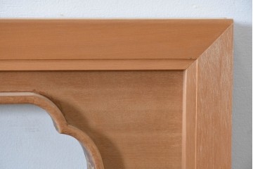 ヴィンテージ建具　昭和後期　井波彫刻　中川進作　幅約2.1m　力強く枝を広げる老松図の彫刻欄間2枚セット　(R-089248)