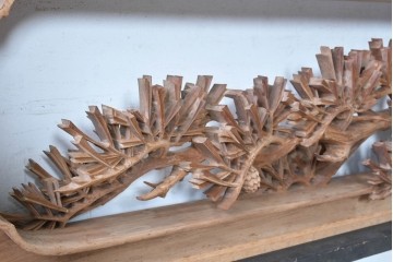 ヴィンテージ建具　昭和中期から昭和後期　井波彫刻　清雲作　松竹梅図の細やかな彫刻を楽しめる欄間2枚セット　(R-089255)