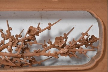 ヴィンテージ建具　昭和中期から昭和後期　井波彫刻　清雲作　松竹梅図の細やかな彫刻を楽しめる欄間2枚セット　(R-089255)