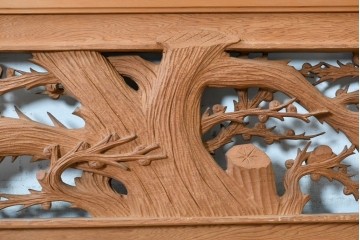 ヴィンテージ建具　昭和後期　屋久杉?　和の空間を彩る透かし彫り欄間1枚　(R-089257)