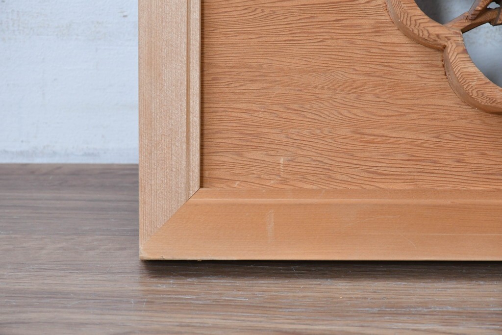 ヴィンテージ建具　昭和後期　屋久杉?　力強い松としなやかな竹を表した彫刻欄間1枚　(R-089258)