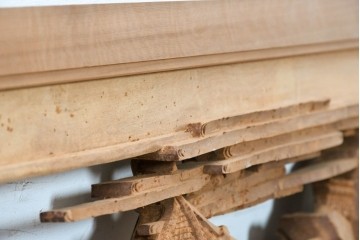 ヴィンテージ建具　昭和中期　北陸産　近江八景図　風景を繊細に彫り上げた欄間1枚　(R-089259)