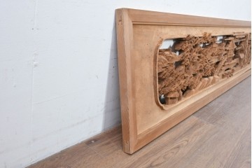 ヴィンテージ建具　昭和中期　北陸産　近江八景図　風景を繊細に彫り上げた欄間1枚　(R-089259)